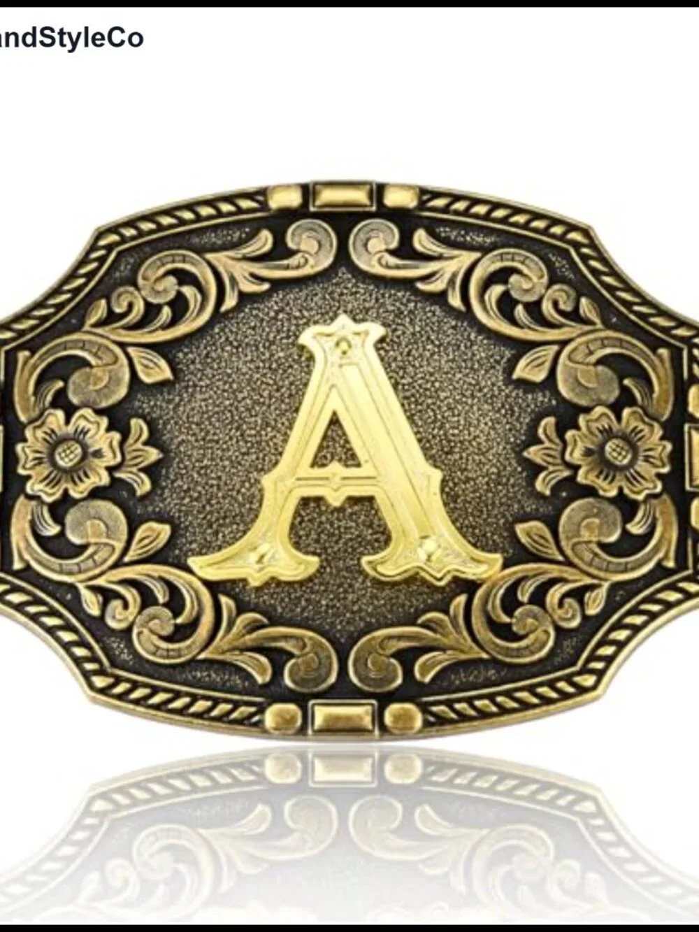 Western Initial Letter A-Z Belt Buckle Antique Golden Metal Belts Accessory Men